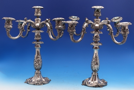 Candelabra Pair 5 light #741  Silver Plate 15
